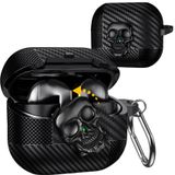 Fofvccv Samsung Galaxy Buds 3 FE/Buds 3 Pro/Buds 3 Kılıf Kapak Kafatası Kilitli ve Anahtarlıklı Erkekler için, Komik Karbon Fiber Darbeye Dayanıklı Sert Kabuk İskelet Kapak Galaxy Buds 3 Pro için