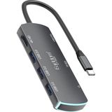 Fogy 8in1 4K Hub Dönüştürücü USB 3,0 3 Adet HDMI 4K - Gri