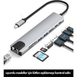 Fogy 8‑in‑1 Usb‑c Hub – 4K Hdmı, Gigabit Ethernet, 2×usb 3.0, 2×sd, 2×type‑c Port - Gri
