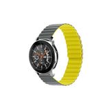 Fogy Amazfit Gtr ile Uyumlu 42 mm Parçalı Çizgili Tasarım Ayarlanabilir Mıknatıslı Kordon, Gri-Sarı