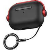 Fogy Apple Airpods Pro Kılıf Ip Askılı Kancalı Açılır Kapanır Kilitli Kenarları Renkli Standlı Kapak - Siyah - Kırmızı