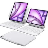 Fogy Apple iPad Air 13INÇ M3 Çipli 2025 Uyumlu Magic Uyumlu Touchpad Işıklı Klavyeli Kılıf - Beyaz