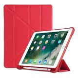 Fogy Apple iPad Air 2 9.7 2017/2018 Uyumlu Kalemlikli Premium Standlı Katlanabilir Uyku Modu Özellikli Tablet Kılıfı - Kırmızı