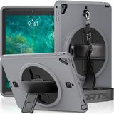 Fogy Apple Ipad Air 2 ve Air 1 / Pro 9.7 Inç ve 2017 & 2018 Kılıf Kalem Bölmeli Tank Boyun Askılı Kapak - Gri