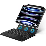 Fogy Apple iPad Pro 11 M4 2024 Uyumlu Keyboard Bluetooh Bağlantılı Standlı Klavyeli Tablet Kılıfı - Gri - Siyah