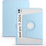 Fogy Apple Ipad Pro 11INÇ M4 2024 Için Kalem Bölmeli 360 Dönebilen Case A2836 A2837 A3006 - Açık Mavi