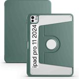 Fogy Apple Ipad Pro 11INÇ M4 2024 Için Kalem Bölmeli 360 Dönebilen Case A2836 A2837 A3006 - Koyu Yeşil