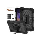 Fogy Galaxy A11 Plus/A9 Plus 11 Uyumlu Standlı El Geçmeli İpli Karbon Desen Tank Tablet Silikon Kılıfı