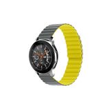 Fogy Galaxy Watch Active 2 44mm ile Uyumlu Parçalı Çizgili Tasarım Ayarlanabilir Mıknatıslı Kordon, Gri-Sarı