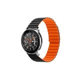 Fogy Galaxy Watch Active 2 44mm ile Uyumlu Parçalı Çizgili Tasarım Ayarlanabilir Mıknatıslı Kordon, Siyah-Turuncu