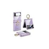 Fogy Galaxy Z Flip 4 ile Uyumlu Kapak Parmak Tutuculu Kamera Korumalı Kılıf, Lila