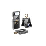 Fogy Galaxy Z Flip 4 ile Uyumlu Kapak Parmak Tutuculu Kamera Korumalı Kılıf, Siyah