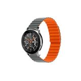 Fogy Honor Magic 2 46 mm ile Uyumlu Parçalı Çizgili Tasarım Ayarlanabilir Mıknatıslı Kordon, Gri-Turuncu