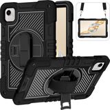 Fogy Honor Pad X9A 11.5-Inch Uyumlu Standlı El Geçmeli Ipli Karbon Desen Tank Tablet Silikon Kılıfı - Siyah