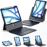 Fogy Ipad (A16) 10.nesil 2022/2025 Uyumlu 360 Dönebilen Keyboard Touchpad Işıklı Türkçe Q Klavyeli Kılıf - Siyah