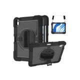 Fogy Ipad A16/10.nesil 2022/2025 Uyumlu Standlı El Geçmeli İpli Karbon Desen Tank Tablet Silikon Kılıfı