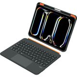 Fogy Ipad Air 11 M2/m3 Uyumlu 360° Döner Manyetik Türkçe Q Klavyeli Kılıf (Rgb Işıklı – Trackpad’li) - Siyah - Turuncu