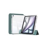 Fogy İpad Air 11inç 2024 Air 4/5/6.Nesil 10.9 ile Uyumlu Kılıf Pen Charge Şeffaf Kalem Bölmeli Case, Koyu Yeşil
