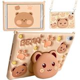 Fogy iPad Mini 6/7 ile Uyumlu Cute Dolls Çocuklar Için Standlı Karkterli Yumuşak Tablet Kılıfı Bear - Kahverengi