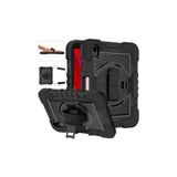 Fogy iPad Mini 6/7 Uyumlu Standlı El Geçmeli İpli Karbon Desen Tank Tablet Silikon Kılıfı