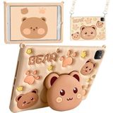 Fogy iPad Pro 11 2022 ile Uyumlu Cute Dolls Çocuklar Için Standlı Karkterli Yumuşak Tablet Kılıfı Bear - Kahverengi