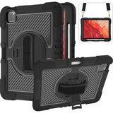 Fogy iPad Pro 11 2022 Uyumlu Standlı El Geçmeli Ipli Karbon Desen Tank Tablet Silikon Kılıfı - Siyah