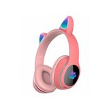 Fogy Kedi Kulağı Tasarım Rgb Işıklandırma Bluetooth Kulaklık, Pembe