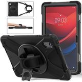 Fogy Lenovo Tab K11 TB-330FU ile Uyumlu Tank Zırh Elgeçmeli Ipli Defender Tablet Silikon Kılıfı - Siyah