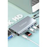 Fogy Macbook 8in1 4K Hub Dönüştürücü Usb3.0/usb2.0/sd/hdmı 4K /vga /RJ45 100MB /pd /3,5mm Jack - Gri