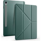 Fogy Samsung Galaxy Tab S10 Lite/ S10 Fe/S9 Fe 10.9 Inch Kılıf Tri Folding Kalem Bölmeli Standlı Kabak - Galaxy Tab S9 FE - Koyu Yeşil
