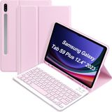 Fogy Samsung Galaxy Tab S9 Fe+Plus 12,4 Uymlu Bluetooth Türkçe Q Klavyeli Kılıfı (Tablet Değildir) - Pembe