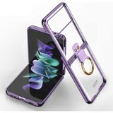 Fogy Samsung Galaxy Z Flip 4 Uyumlu Yüzüklü Standlı Mat Dokulu Kılıf - Mor