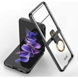 Fogy Samsung Galaxy Z Flip 4 Uyumlu Yüzüklü Standlı Mat Dokulu Kılıf - Siyah