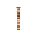 Fogy Watch 1 2 3 4 5 6 42mm ile Uyumlu Katlamalı Klipsli Bakla Dizayn Metal Kordon, Rose Gold