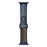 Fogy Watch 7 45mm ile Uyumlu Spor Delikli Gökkuşağı Kordon, Lacivert