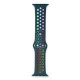 Fogy Watch 7 45mm ile Uyumlu Spor Delikli Gökkuşağı Kordon, Mavi