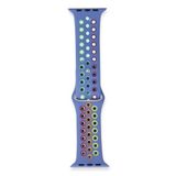 Fogy Watch 7 45mm ile Uyumlu Spor Delikli Gökkuşağı Kordon, Mor