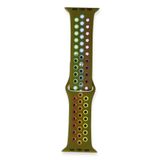 Fogy Watch 7 45mm ile Uyumlu Spor Delikli Gökkuşağı Kordon, Yeşil