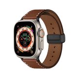 Fogy Watch Ultra 49mm ile Uyumlu Kordon Deri Kayış Magnet Tokalı Manyetik, Kahverengi