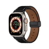 Fogy Watch Ultra 49mm ile Uyumlu Kordon Deri Kayış Magnet Tokalı Manyetik, Siyah