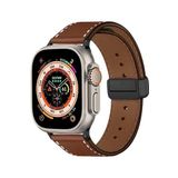 Fogy Watch Ultra 49mm ile Uyumlu Kordon Deri Kayış Magnet Tokalı Manyetik, Taba