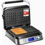 Fohere Double Belçika Waffle Makinesi 1600W LCD Akıllı Programlı - Gümüş