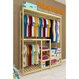 Fokai Wood Allegra - Açık Ahşak Elbise Dolabı Gardırop Çam