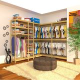 Fokai Wood Cabide - Köşe Için Tasarlanmış Açık Ahşap Gardırop - Çam