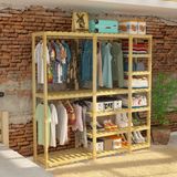 Fokai Wood Lilli - Kapaksız Açık Ahşap Gardırop