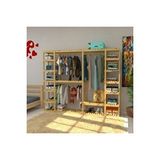 Fokai Wood Megalo - Açık Ahşap Elbise Dolabı , Gardırop Çam