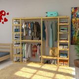 Fokai Wood Megalo - Açık Ahşap Elbise Dolabı , Gardırop