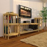 Fokai Wood Midia Mini - Açık Ahşap Medya Ünitesi ve Kitaplık - Meşe