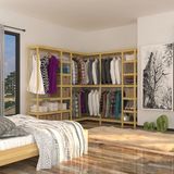 Fokai Wood Nove Longo - Köşe Için Tasarlanmış Açık Ahşap Gardırop - Çam