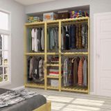 Fokai Wood Pente - Açık Ahşap Elbise Askısı Raf Sistemi Gardırop